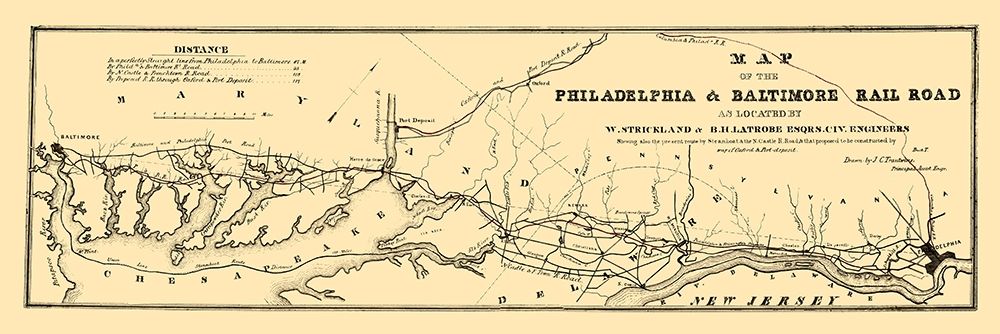 Philadelphia and Baltimore Railroad 1853 art print by Trautwine for $57.95 CAD