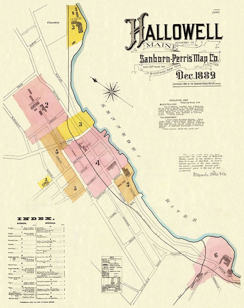 Hallowell Maine - Sanborn 1889 art print by Sanborn for $57.95 CAD