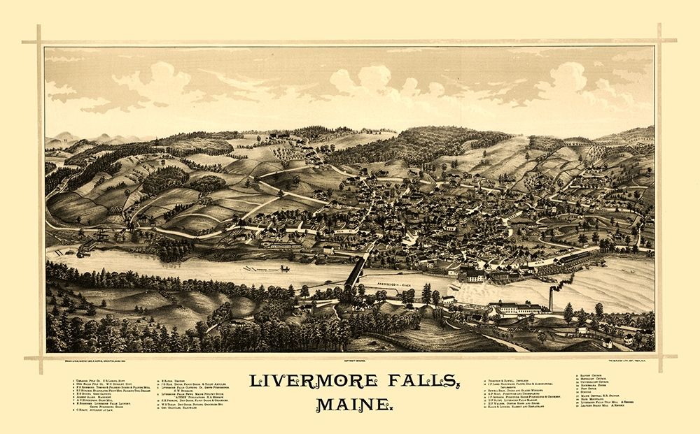 Livermore Falls Maine - Norris 1889  art print by Norris for $57.95 CAD