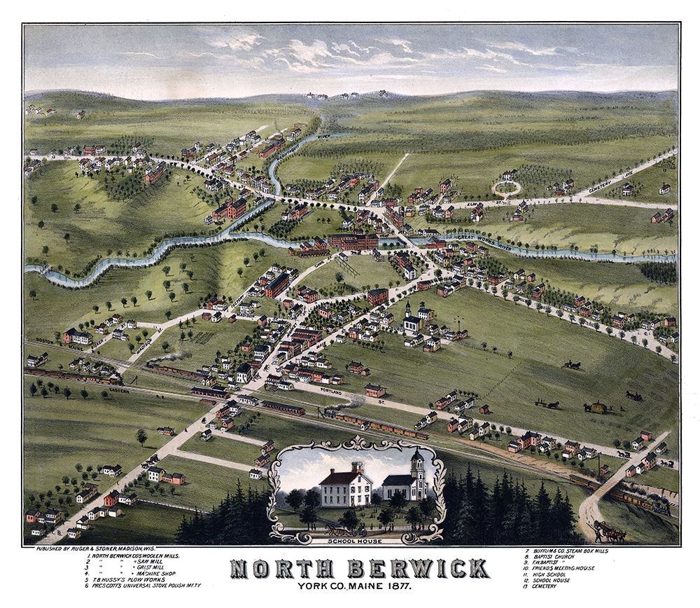 North Berwick Maine - Stoner 1877  art print by Stoner for $57.95 CAD