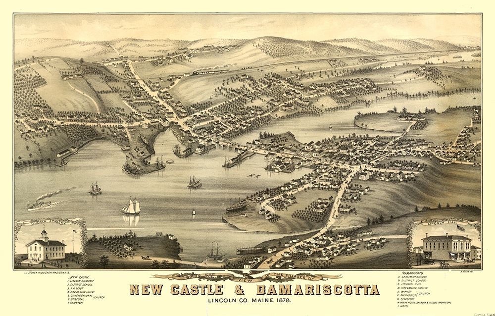 New Castle Damariscotta Maine - Stoner 1878  art print by Stoner for $57.95 CAD