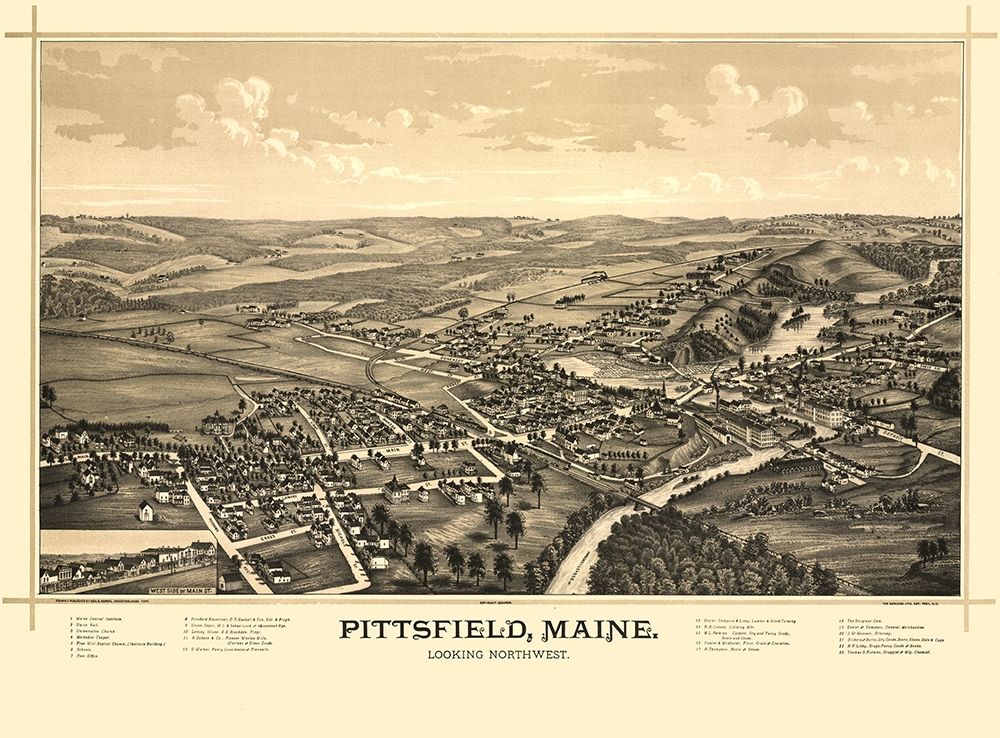 Pittsfield Maine - Norris 1889  art print by Norris for $57.95 CAD