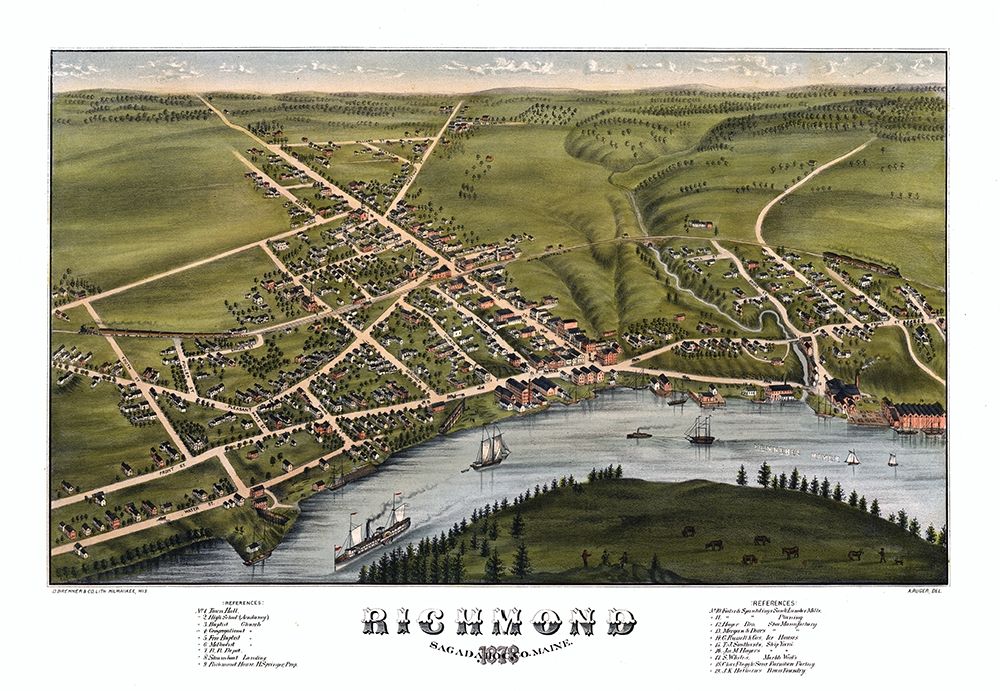 Richmond Maine - Bremner 1878  art print by Brenner for $57.95 CAD