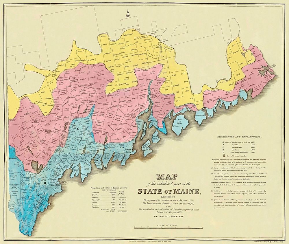 State of Maine Landowner  2nd Edition- 1829 art print by Greenleaf for $57.95 CAD