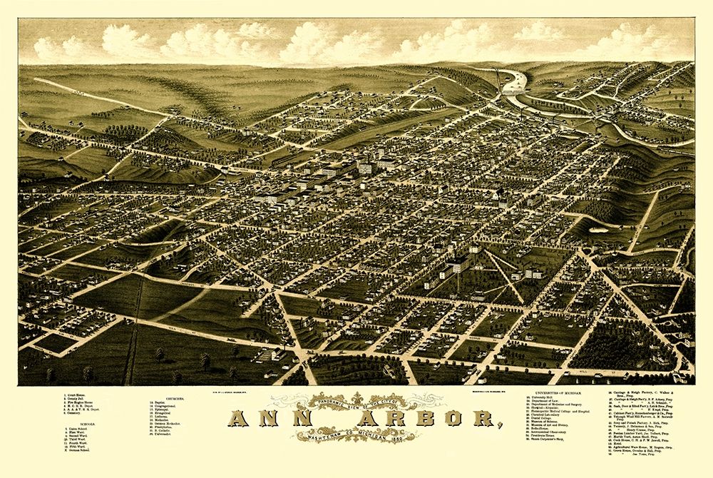 Ann Arbor Michigan - Beck 1880 art print by Beck for $57.95 CAD
