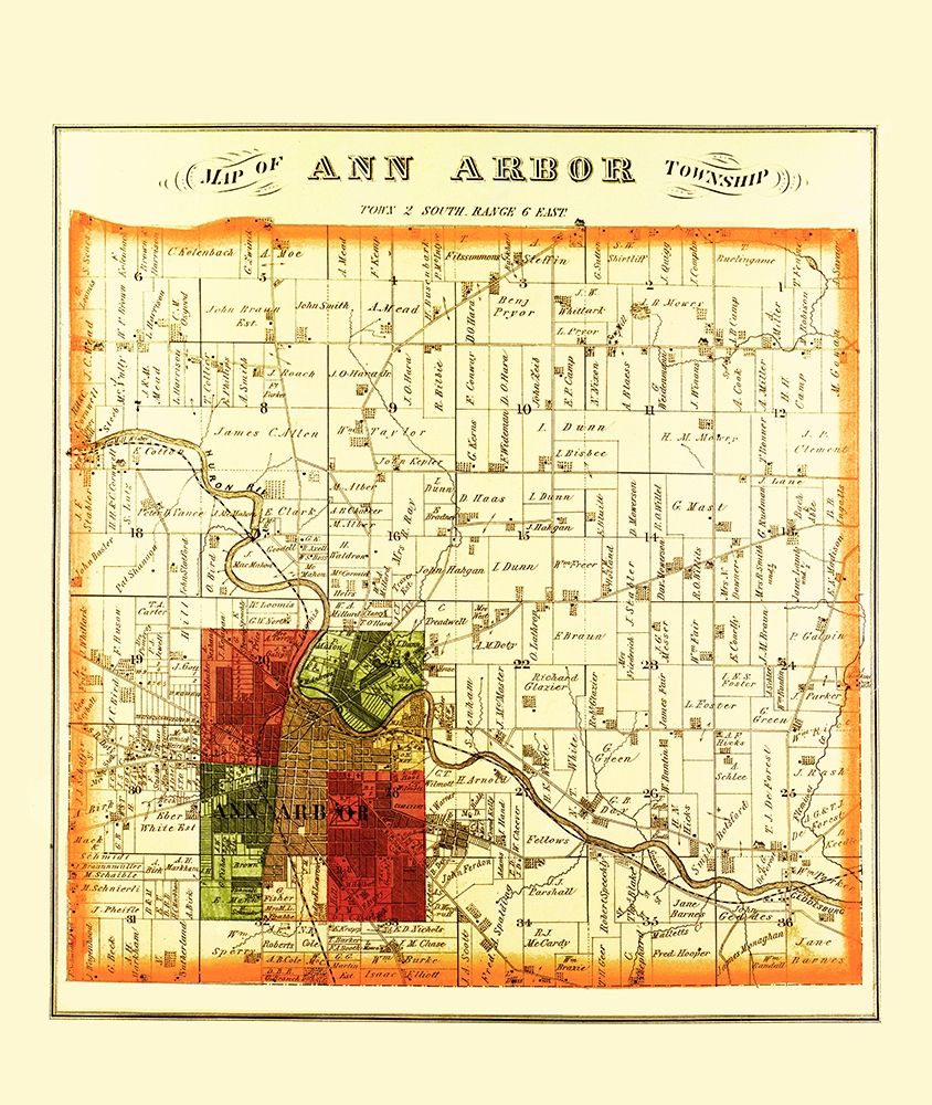 Ann Arbor Michigan Landowner - Everts 1874 art print by Everts for $57.95 CAD
