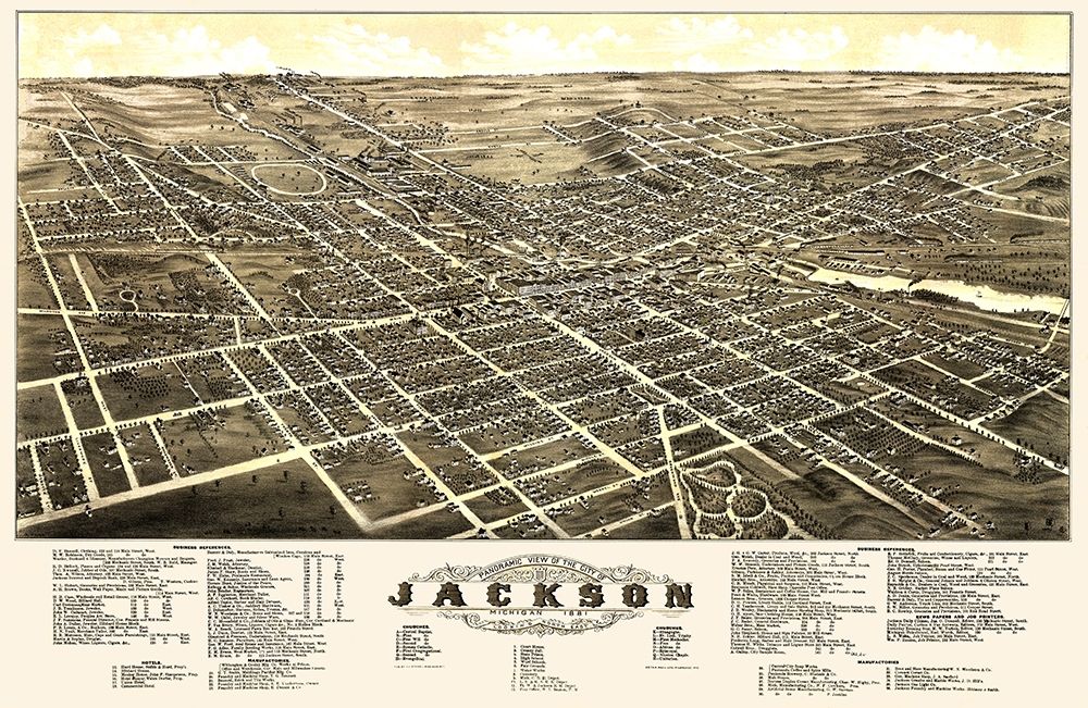 Jackson Michigan - Beck 1881 art print by Beck for $57.95 CAD