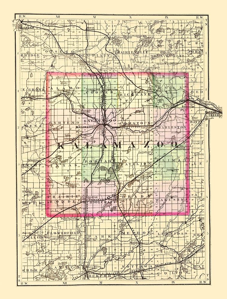 Kalamazoo Michigan - Walling 1873 art print by Walling for $57.95 CAD