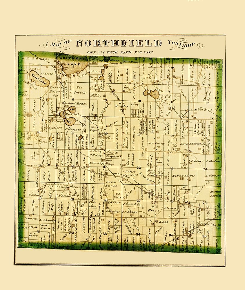 Northfield Michigan Landowner - Everts 1874 art print by Everts for $57.95 CAD