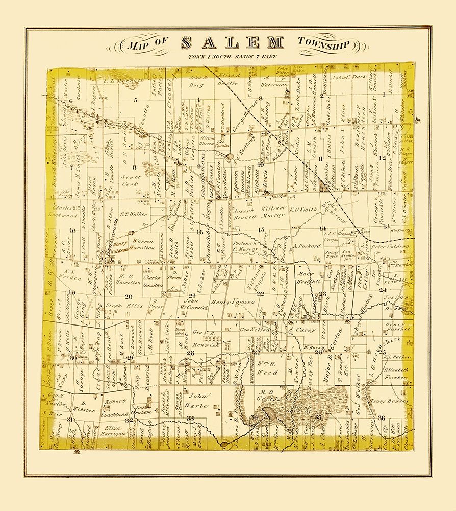 Salem Michigan Landowner - Everts 1874 art print by Everts for $57.95 CAD