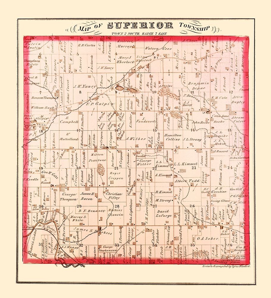 Superior Michigan Landowner - Wheelock 1874 art print by Wheelock for $57.95 CAD