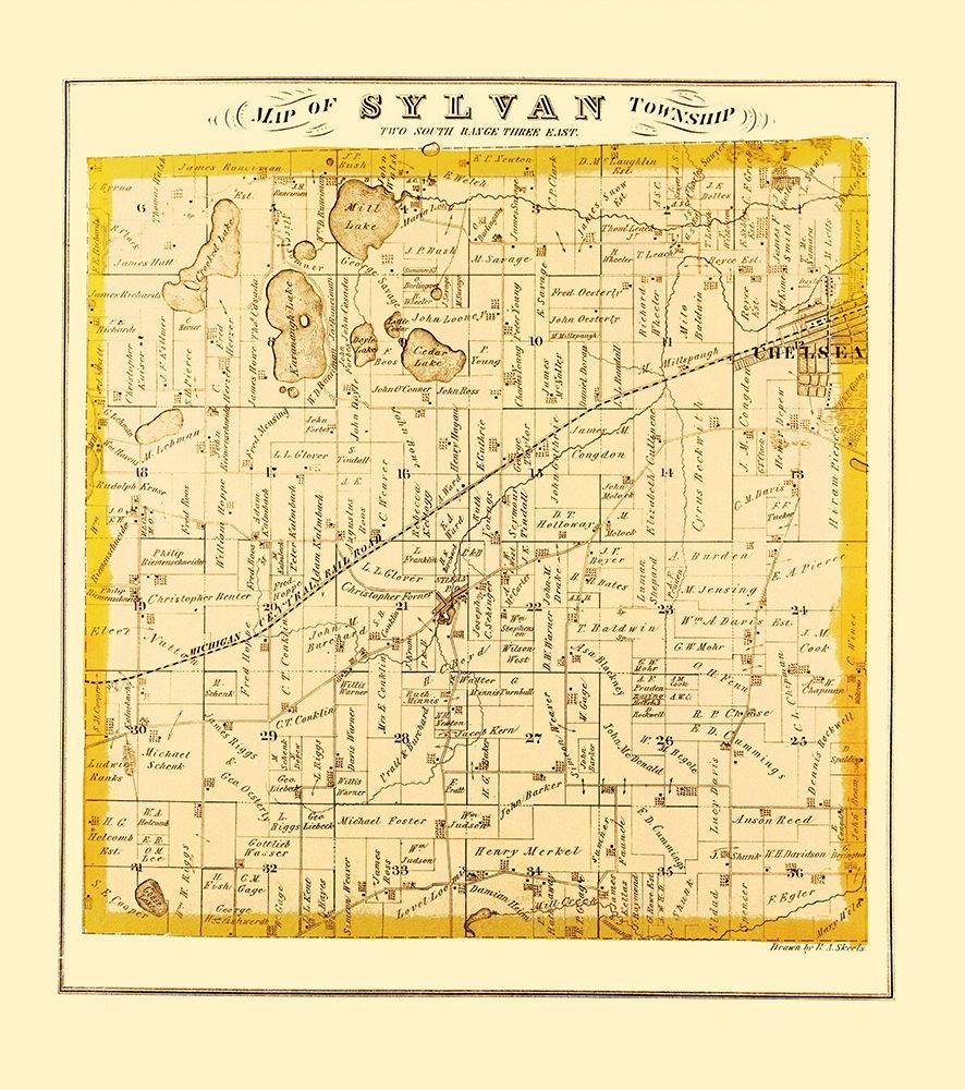 Sylvan Michigan Landowner - Everts 1874 art print by Everts for $57.95 CAD