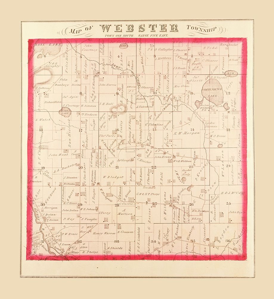 Webster Michigan Landowner - Everts 1874 art print by Everts for $57.95 CAD
