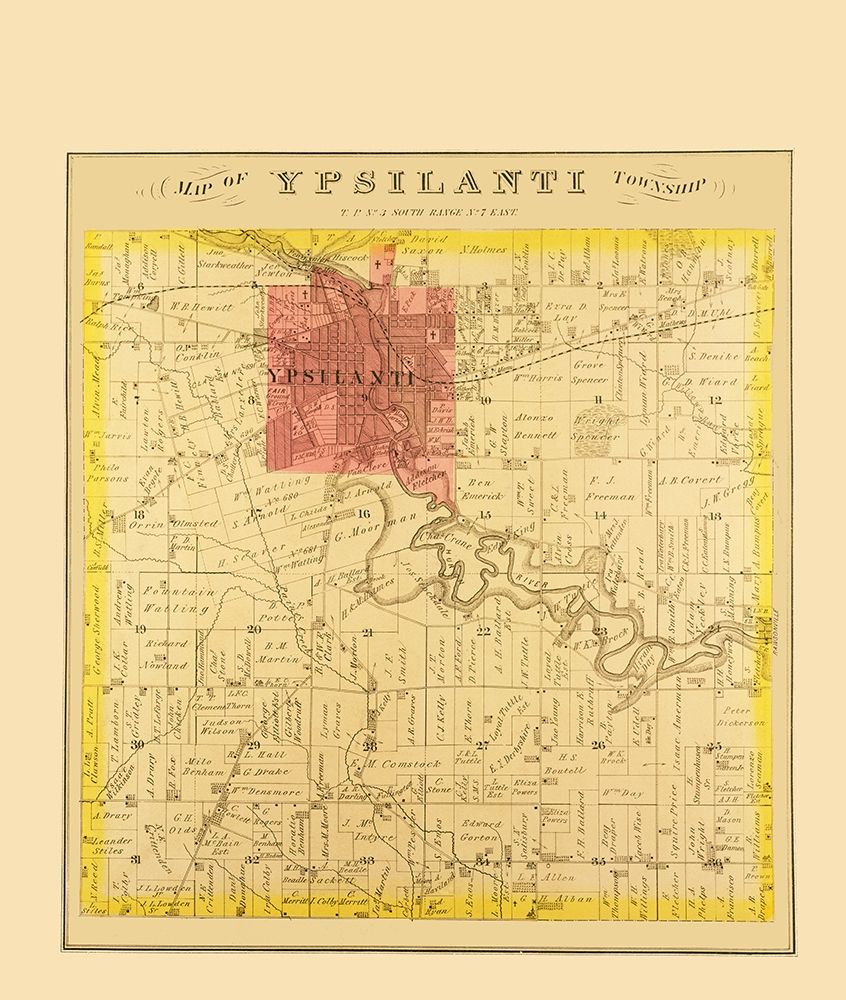 Ypsilanti Michigan Landowner - Everts 1874 art print by Everts for $57.95 CAD