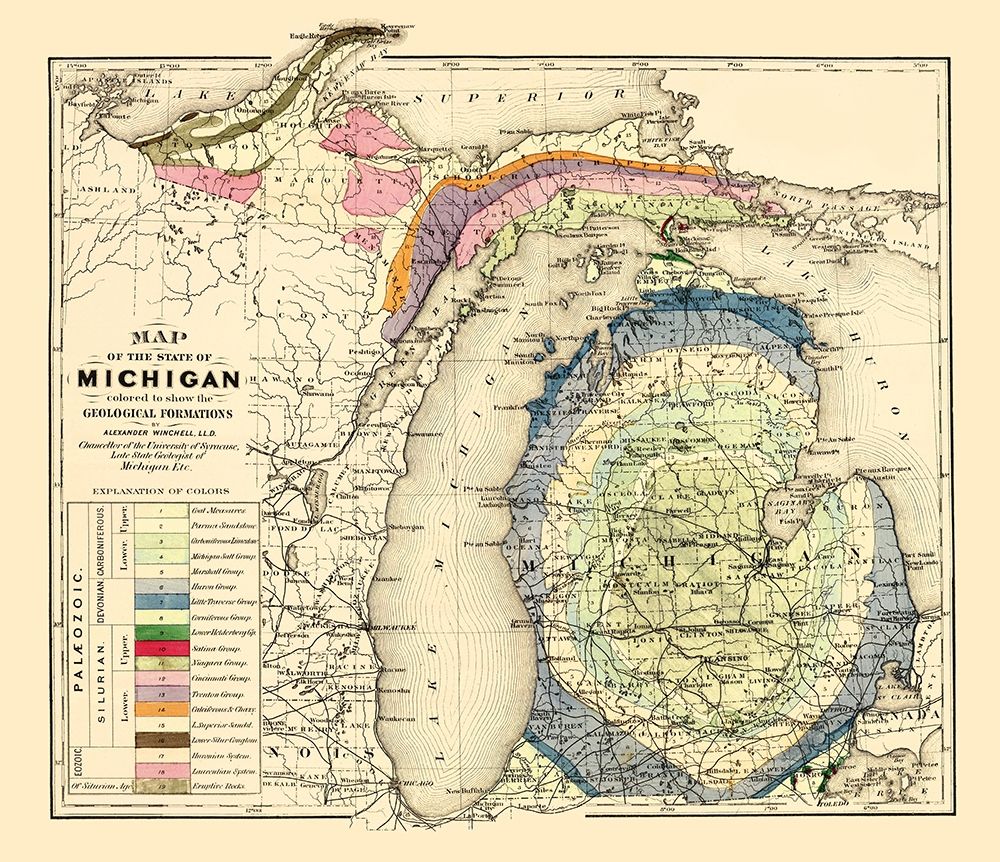 Michigan Geological - Tackabury 1873 art print by Tackabury for $57.95 CAD