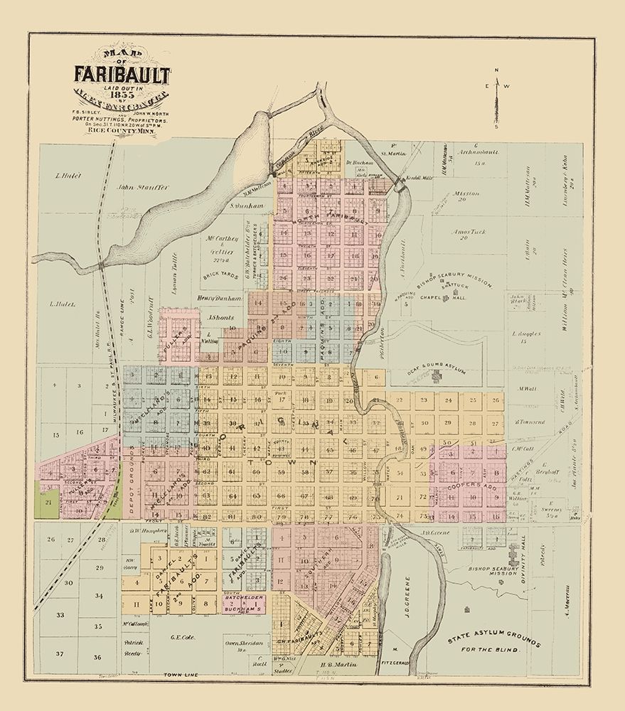 Faribault Minnesota - Andreas 1874 art print by Andreas for $57.95 CAD