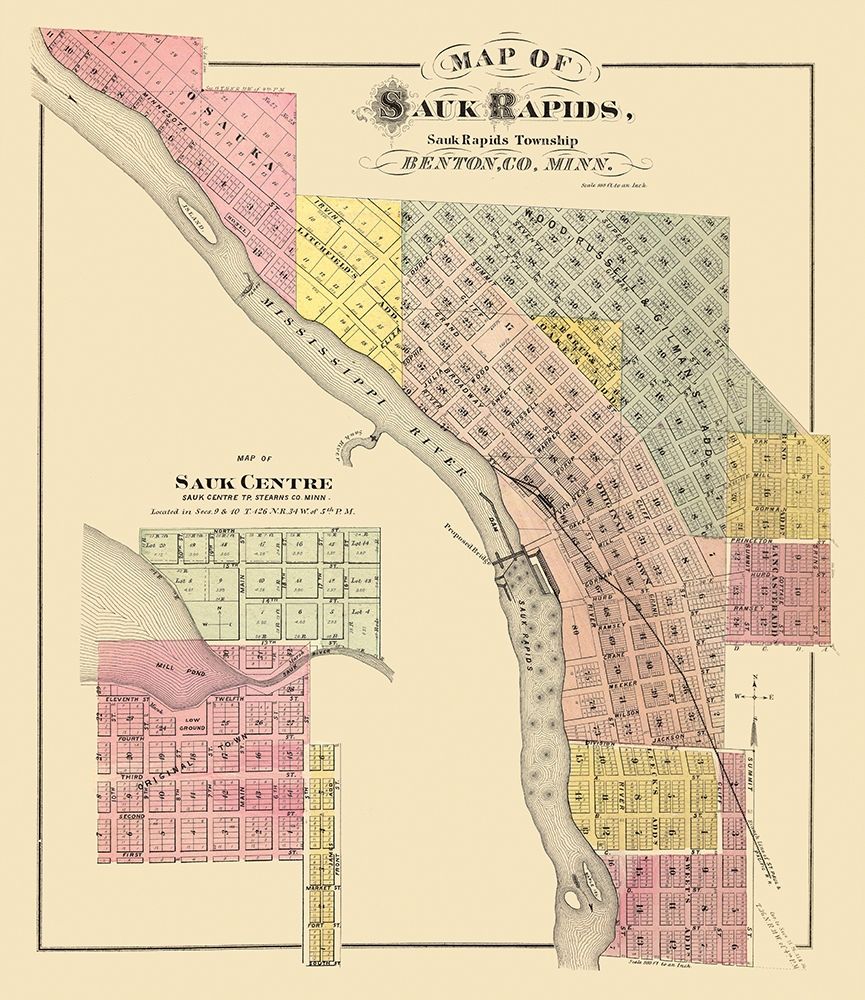 Sauk Rapids Minnesota Landowner - Andreas 1876 art print by Andreas for $57.95 CAD