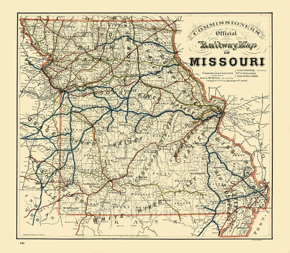Missouri Railroad - Higgins 1888  art print by Higgins for $57.95 CAD