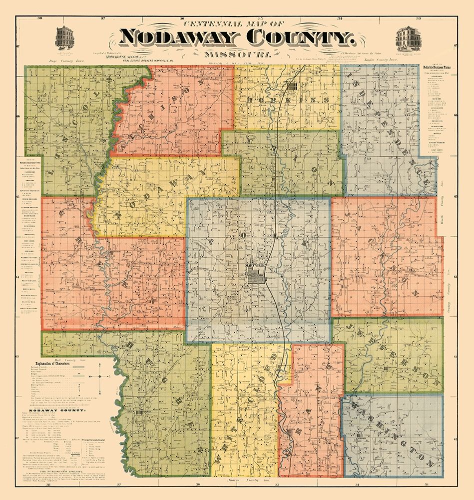 Nodaway County Missouri - Morehouse 1900 art print by Morehouse for $57.95 CAD