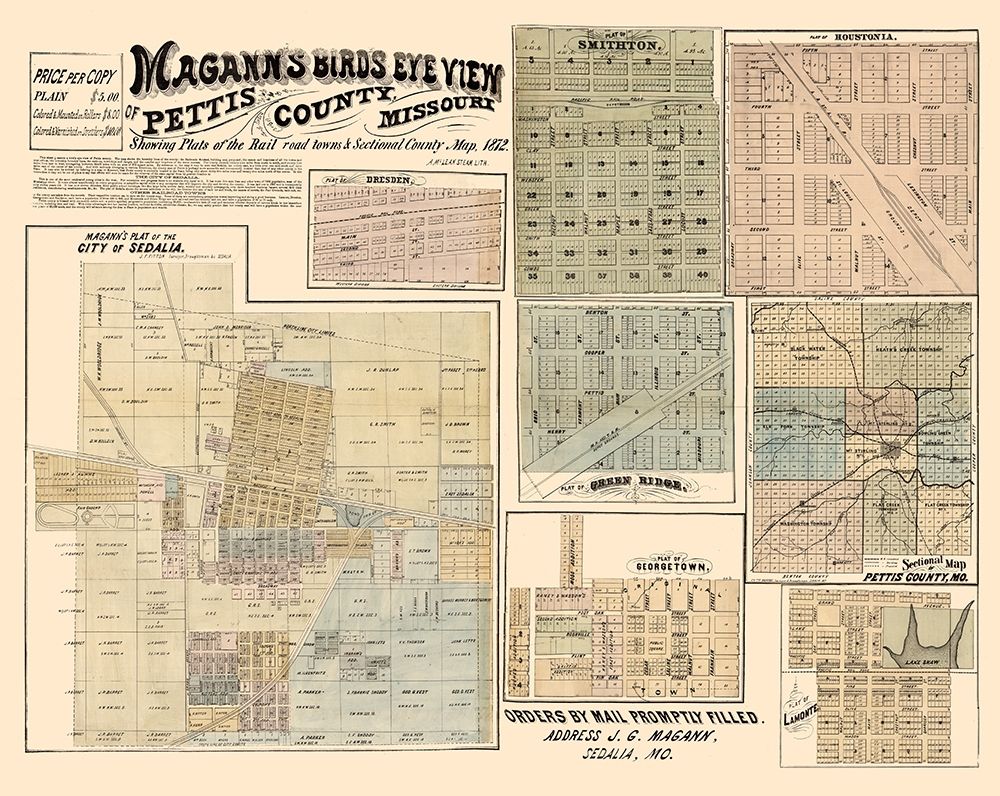 Pettis County Missouri - Magann 1872  art print by Magann for $57.95 CAD