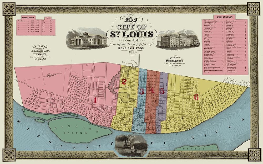 St. Louis Missouri - Twichel 1844 art print by Twichel for $57.95 CAD
