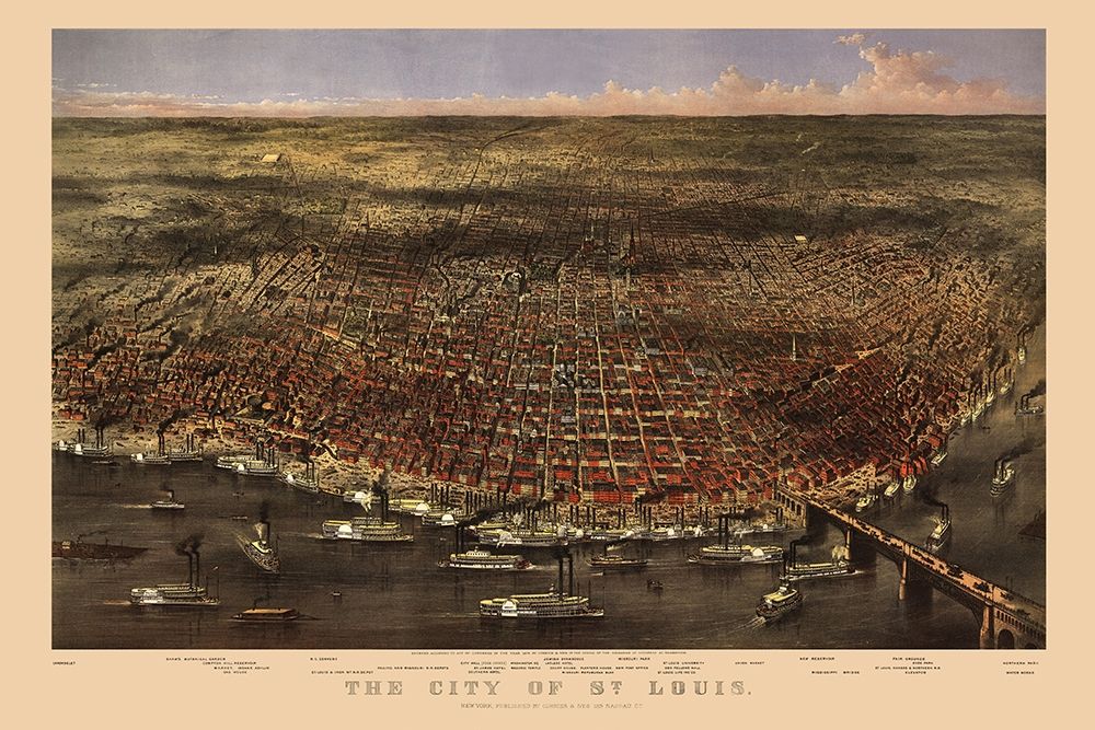 St Louis Missouri - Currier 1869 art print by Currier for $57.95 CAD
