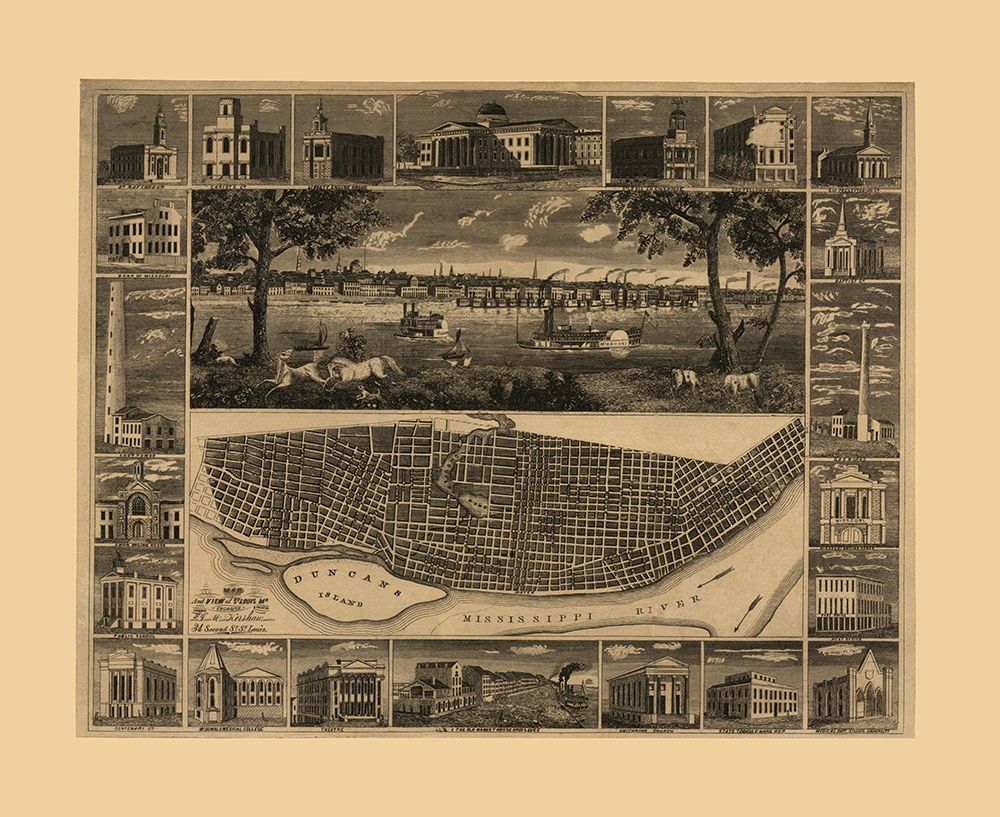 St Louis Missouri - Kershaw 1848 art print by Kershaw for $57.95 CAD