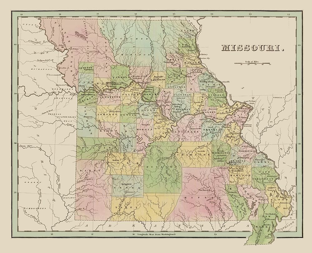 Missouri - Wiley and Putnam 1838 art print by Wiley for $57.95 CAD