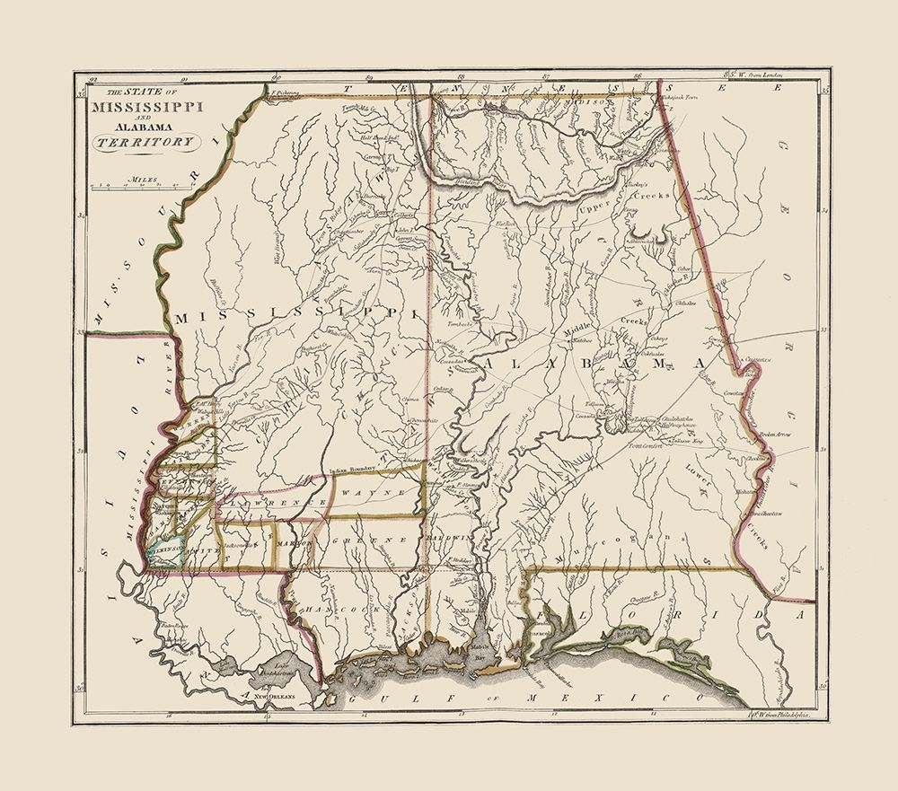 Mississippi, Alabama Territory - Carey 1818 art print by Carey for $57.95 CAD