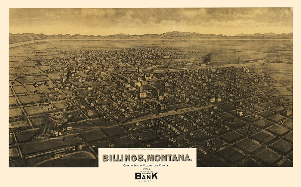 Billings Montana - Wellge 1904 art print by Wellge for $57.95 CAD