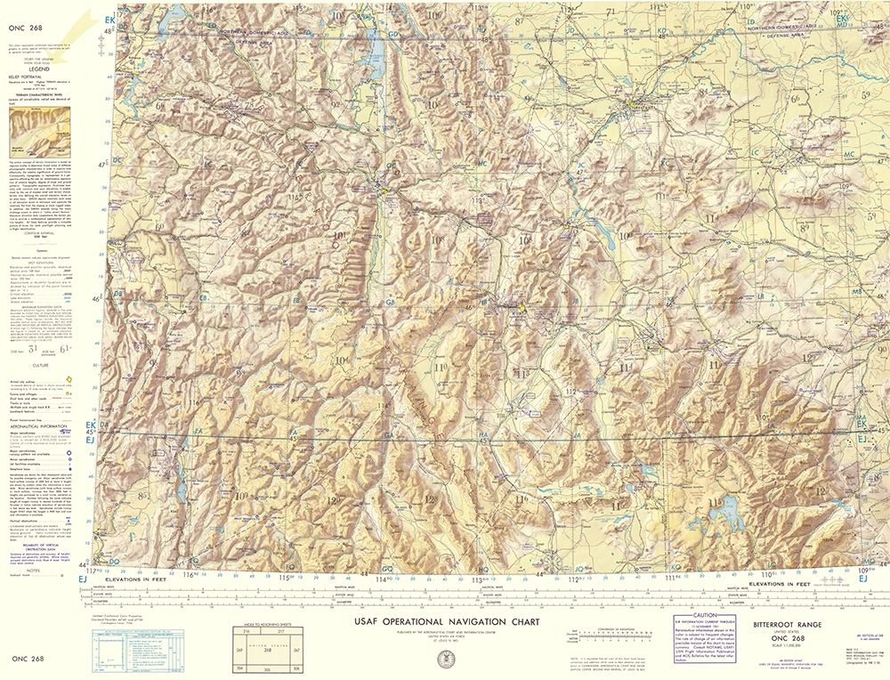 Bitterroot Range Montana Idaho Wyoming Sheet art print by USAF for $57.95 CAD
