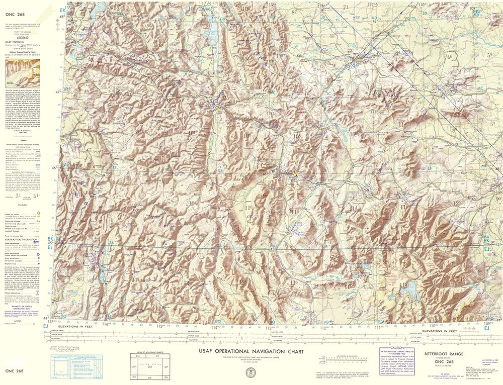 Bitterroot Range Montana Idaho Wyoming Sheet art print by USAF for $57.95 CAD