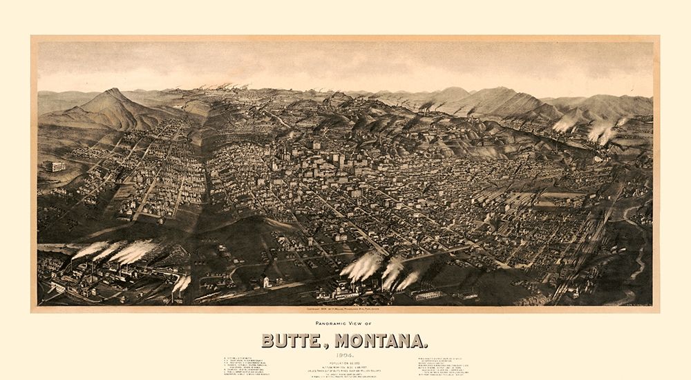 Butte Montana - Wellge 1904  art print by Wellge for $57.95 CAD
