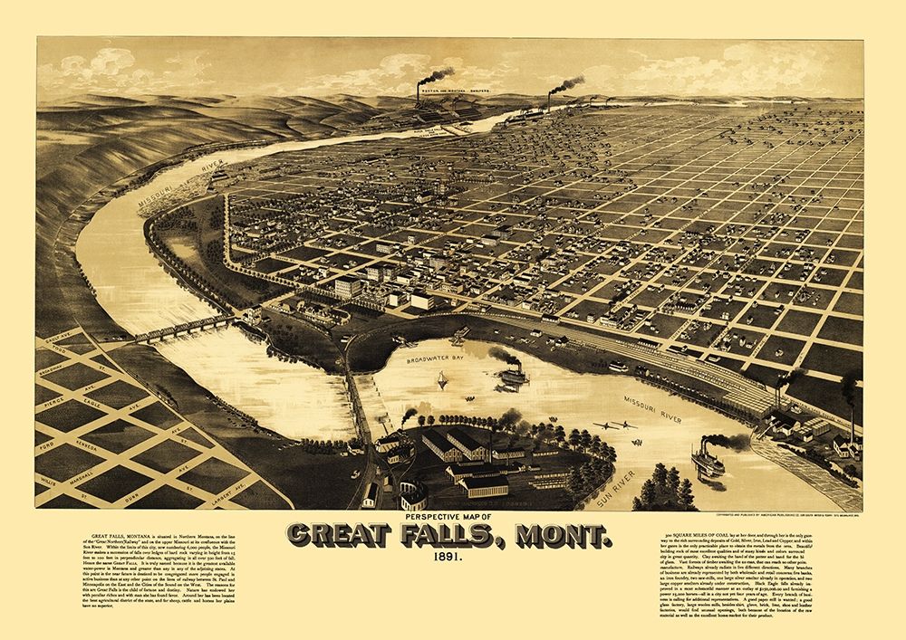 Great Falls Montana - American Pub Co 1884 art print by American Pub Co for $57.95 CAD