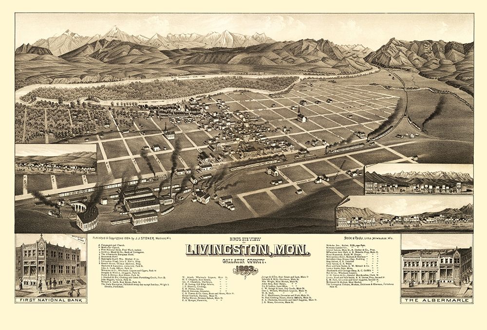 Livingston Montana - Stoner 1884 art print by Stoner for $57.95 CAD