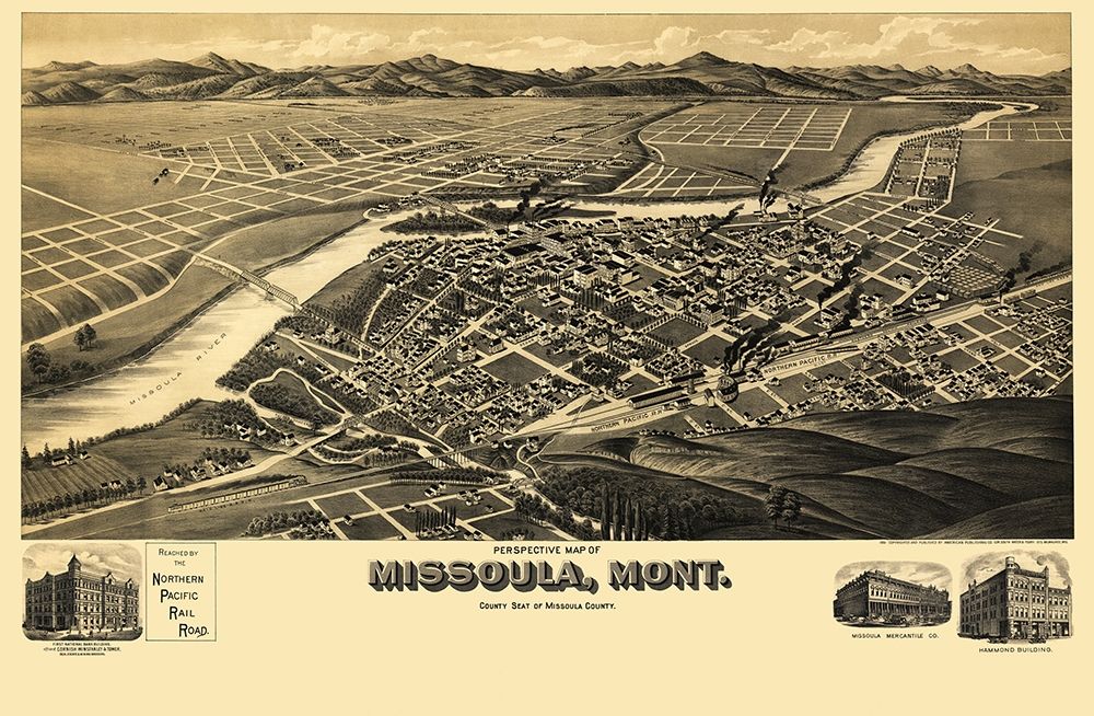 Missoula Montana - American Pub Co 1891 art print by American Pub Co for $57.95 CAD