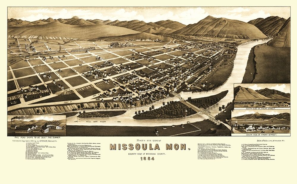 Missoula Montana - Stoner 1884 art print by Stoner for $57.95 CAD