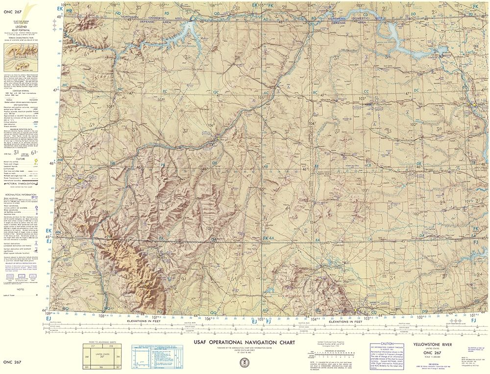 Yellowstone River Montana Aeronautical Sheet art print by USAF for $57.95 CAD