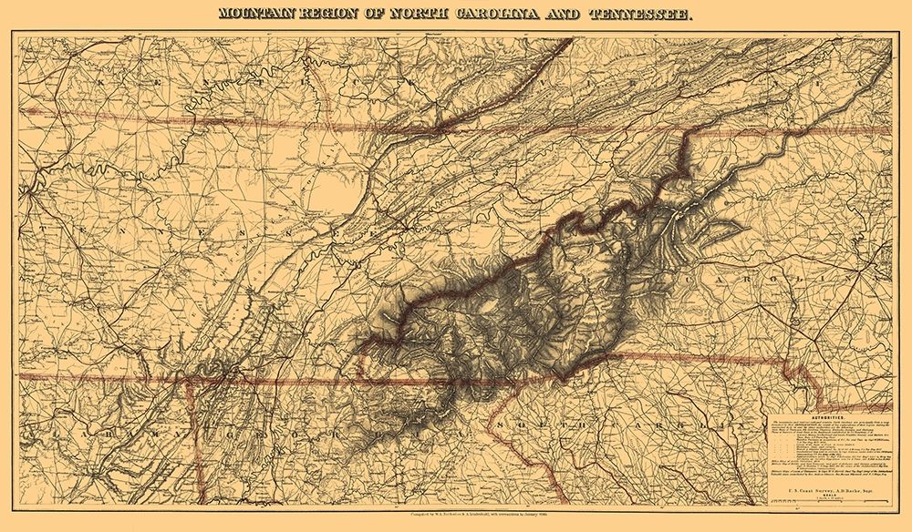 North Carolina, Tennessee Mountain Region 1865 art print by Nicholson for $57.95 CAD