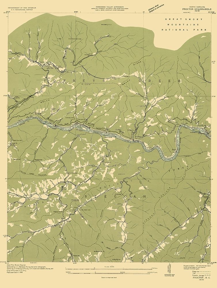 Proctor North Carolina Quad - USGS 1935 art print by USGS for $57.95 CAD