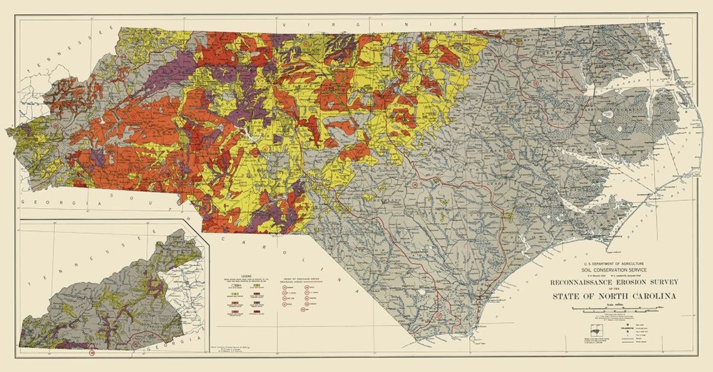 North Carolina Erosion Survey - USDA 1935 art print by USDA for $57.95 CAD