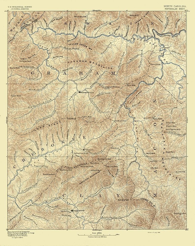 Nantahalah Sheet North Carolina - USGS 1885  art print by USGS for $57.95 CAD