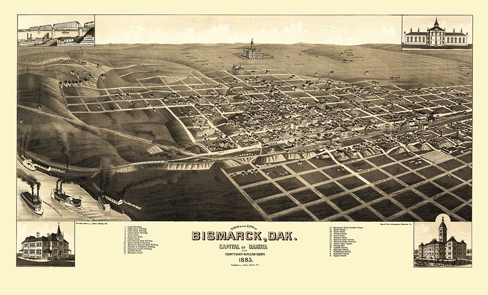 Bismarck North Dakota - Stoner 1883 art print by Stoner for $57.95 CAD