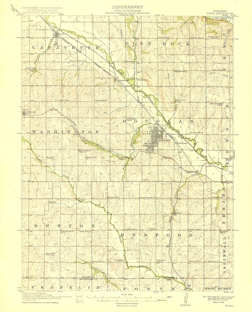 Howe Nebraska Quad - USGS 1915 art print by USGS for $57.95 CAD
