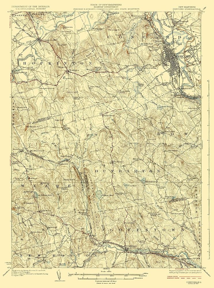 Concord New Hampshire Quad - USGS 1927 art print by USGS for $57.95 CAD