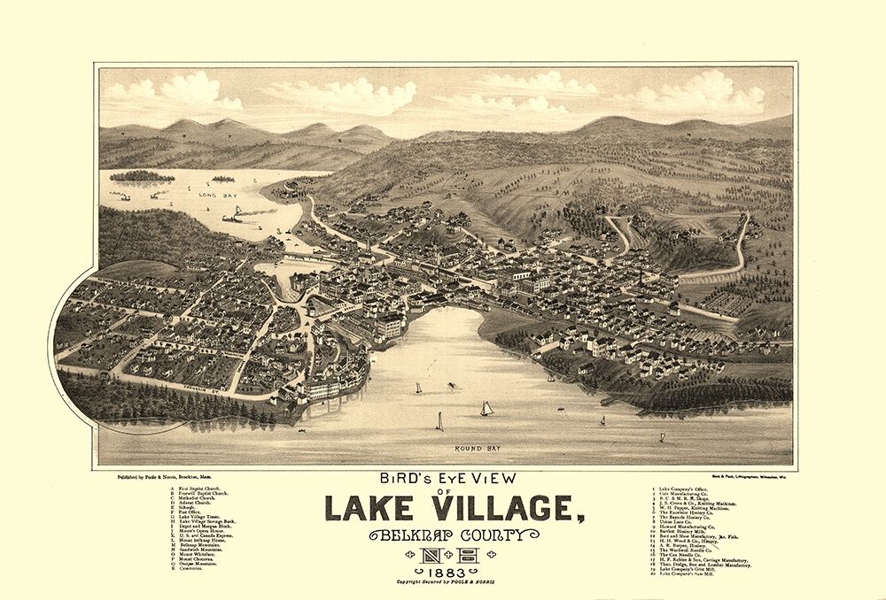 Lake Village New Hampshire - Poole 1883  art print by Poole for $57.95 CAD