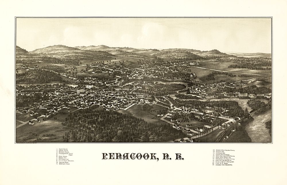 Penacook New Hampshire - Burleigh 1887  art print by Burleigh for $57.95 CAD