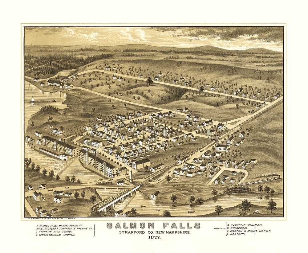 Salmon Falls New Hampshire - Richards 1877  art print by Richards for $57.95 CAD