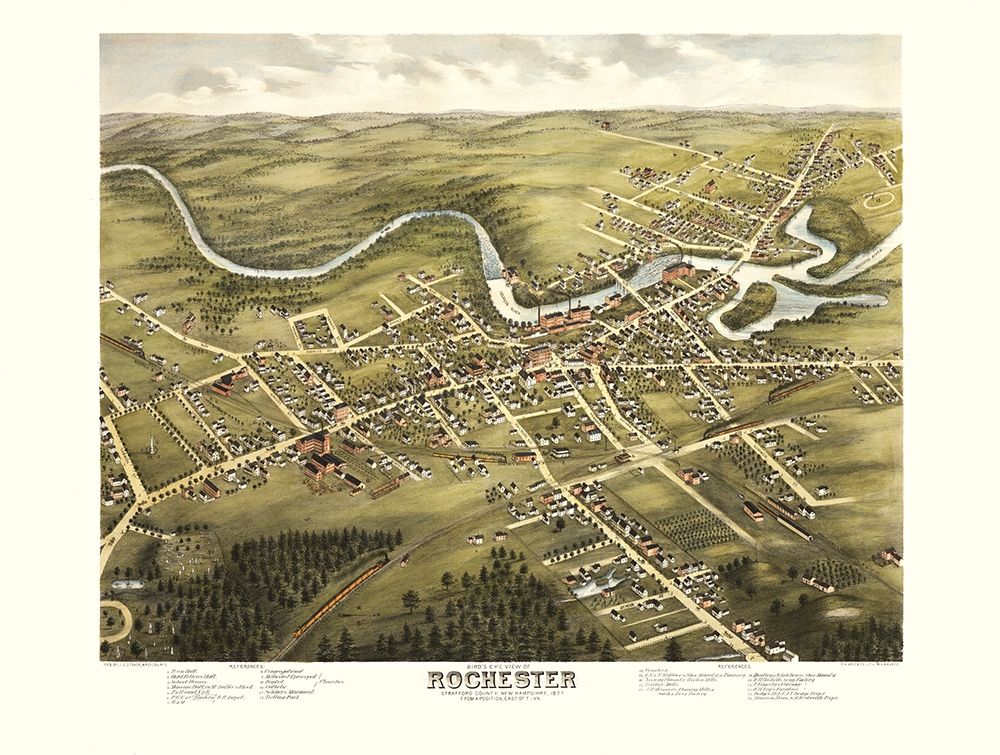 Rochester New Hampshire - Stoner 1877  art print by Stoner for $57.95 CAD