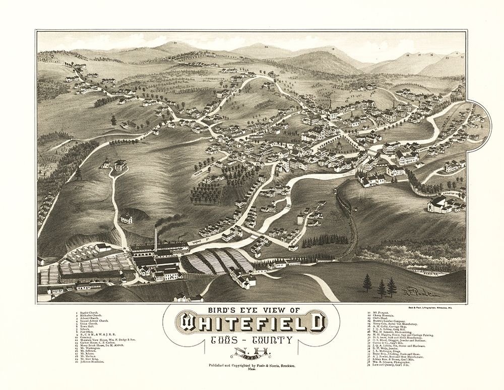 Whitefield New Hampshire - Norris 1883  art print by Norris for $57.95 CAD